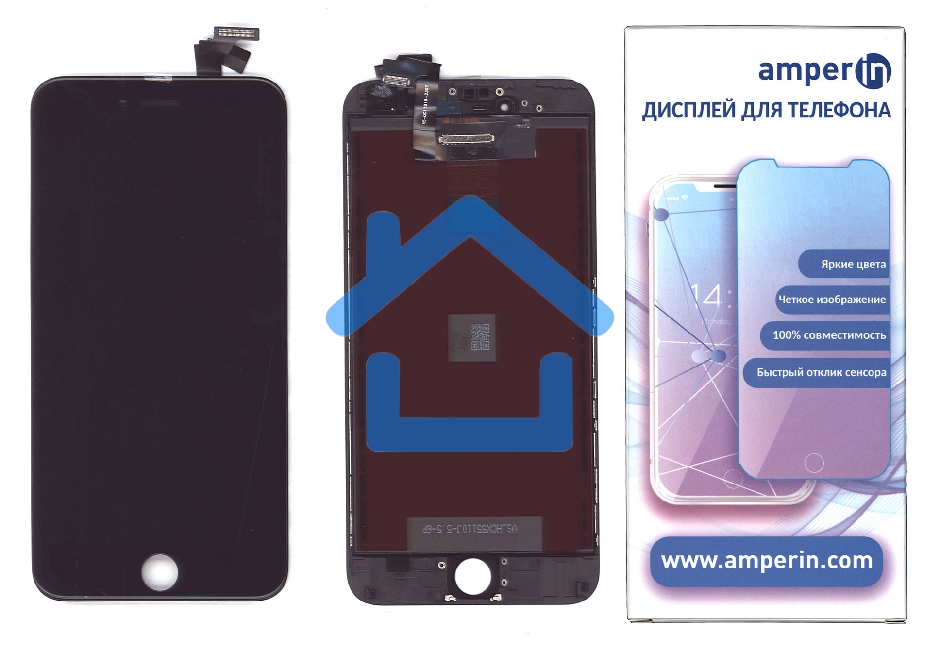 Дисплей Amperin для Apple iPhone 6 Plus в сборе с тачскрином (IPS), черный