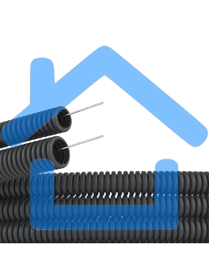 Труба гофрированная ПНД d50мм с протяж. черный (уп.15м) ДКС 71750