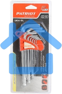 Набор ключей PATRIOT SKH-9L, шестигранные с шаром, длинные, 1,5-10мм, CRV, 9 шт