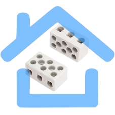 Клемма керамическая винтовая 10 мм² 3 пары контактов с крепежным отверстием (84 шт./уп.) Rexant