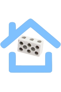 Клемма керамическая винтовая 10 мм² 3 пары контактов с крепежным отверстием (84 шт./уп.) Rexant