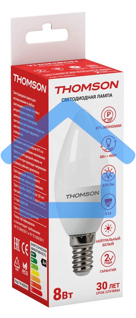 Лампа светодиодная Hiper THOMSON LED CANDLE 8W 670Lm E14 4000K TH-B2016