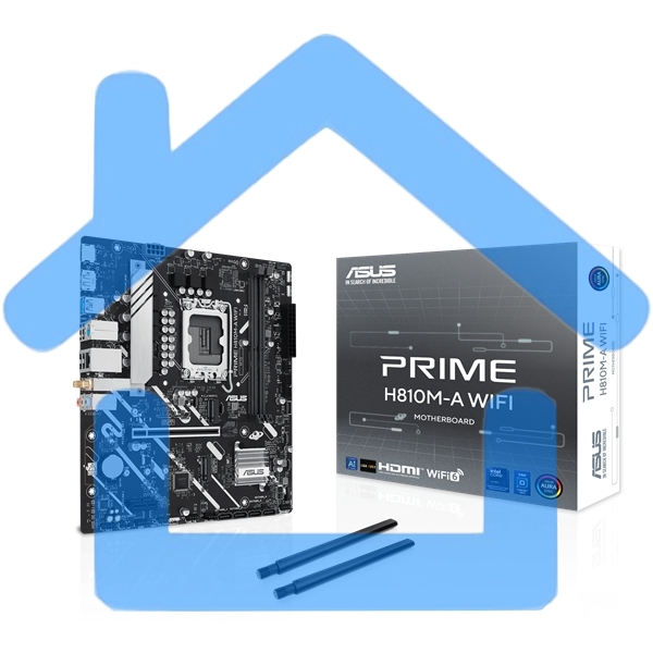 Материнская плата ASUS PRIME H810M-A WIFI, LGA 1851, Intel H810, 2xDDR5, 4xSATA, 2xM.2, 1xPCIe 4.0 x16, 1xPCIe x1, 1xDP, 1xHDMI, 1x1Gb LAN, Wi-Fi, 4xUSB 2.0, 2xUSB 3.2 Gen 2, 3x3.5 мм, 7.1, Micro-ATX