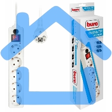 Сетевой фильтр Buro 500SH-1.8-W 1.8м (5 розеток) белый (коробка)