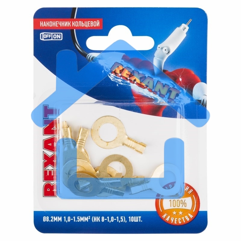 Наконечник кольцевой Rexant ø8.2мм, 1.0-1.5мм², НК 8-1,0-1,5 / DJ431-8В, в упак. 10 шт.