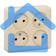 Розетка 4-м ОП Этюд 16А IP20 без заземл. крем. SchE PA16-205K Розетка 4-м ОП Этюд 16А IP20 без заземл. крем. SchE PA16-205K