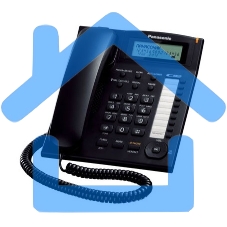 Телефон проводной Panasonic KX-TS2388RUB черный индикатор вызова,повторный набор последнего номера,4 уровня громкости звонка