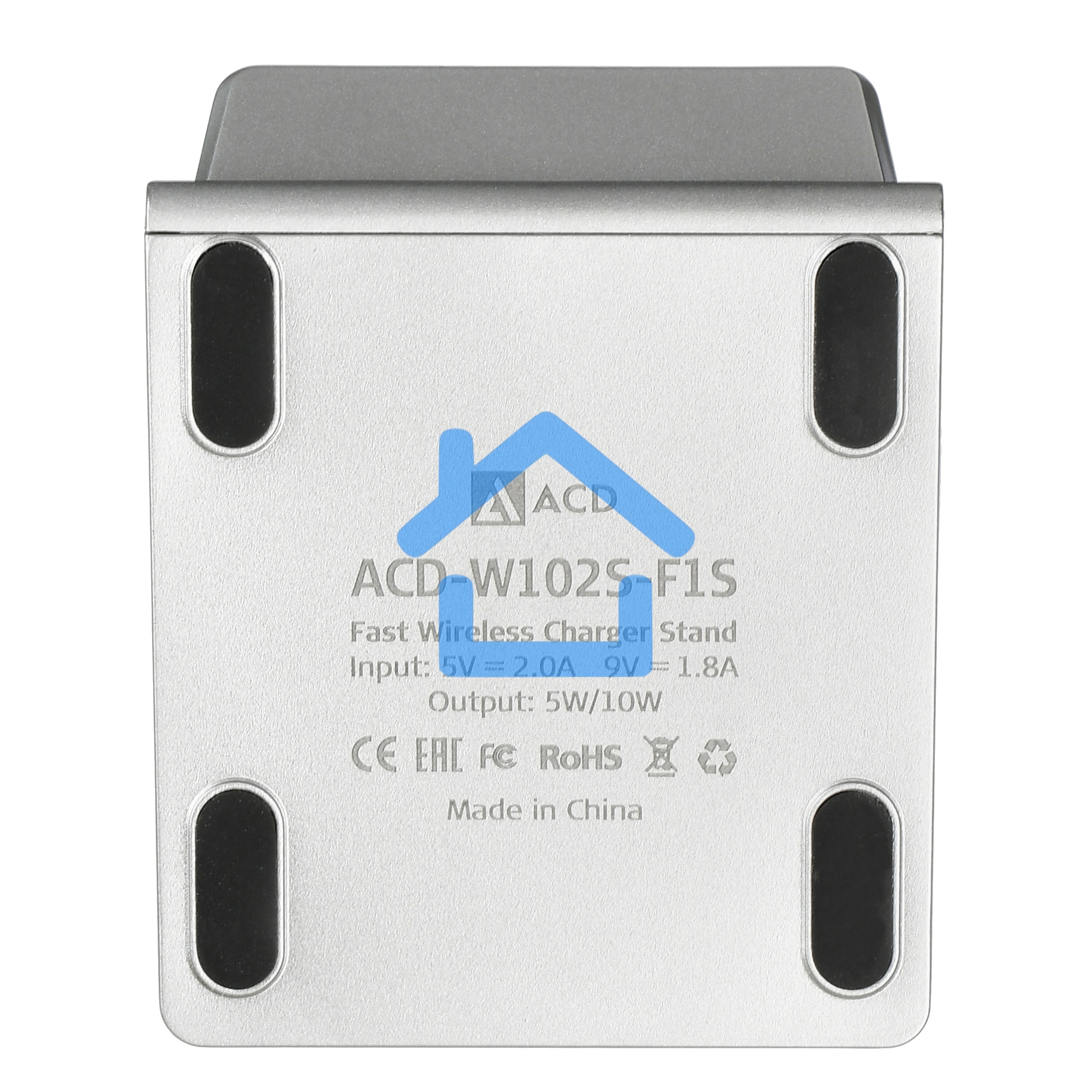 Зарядное устройство ACD-W102S-F1S 10Вт, беспроводная Qi, 2-катушки с QC, 5В/2А ~ 9В/1,8А RTL