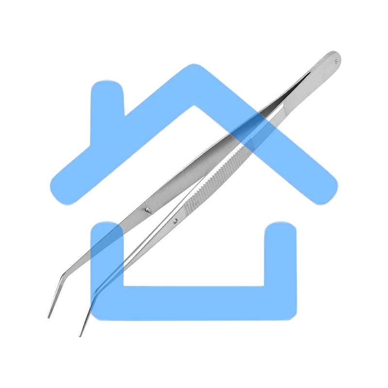 Пинцет изогнутый, узкий, фиксатор, рифленый 155 мм ПРОФИ