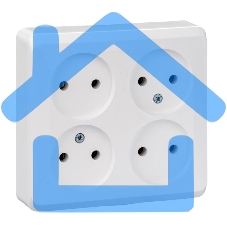 Розетка 4-м ОП Этюд 16А IP20 без заземл. белый SchE PA16-205B Розетка 4-м ОП Этюд 16А IP20 без заземл. белый SchE PA16-205B