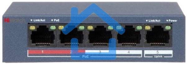 Коммутатор HiWatch DS-S504P(B) 5x100Mb 4PoE+ 35W неуправляемый