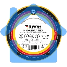 Изолента ПВХ KRANZ 0.13х15 мм, 25 м, желтая (5 шт./уп.)
