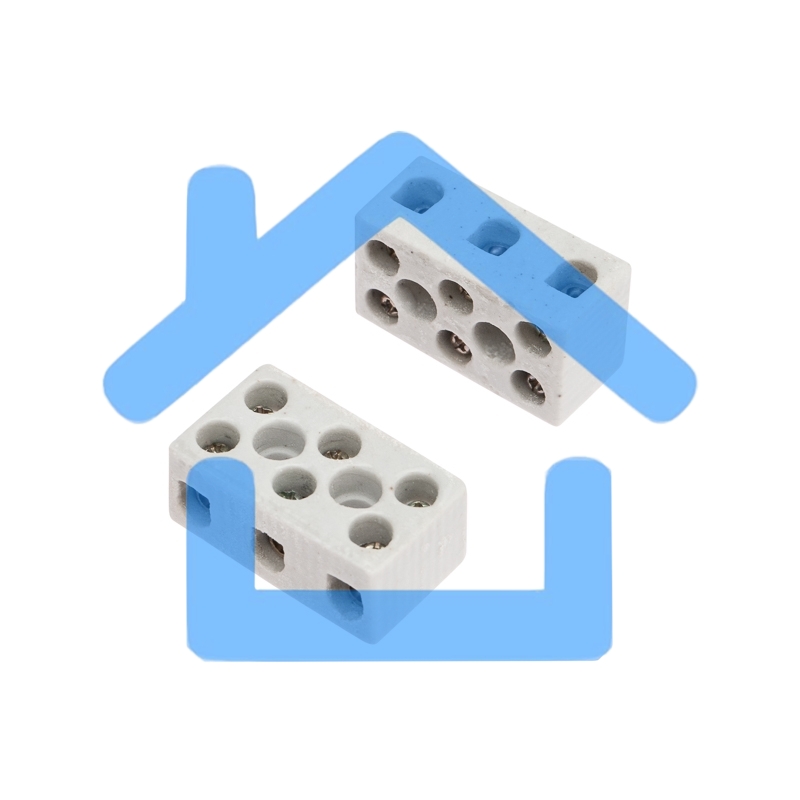 Клемма керамическая винтовая 4 мм² 3 пары контактов с крепежным отверстием (100 шт./уп.) Rexant