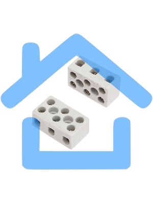 Клемма керамическая винтовая 4 мм² 3 пары контактов с крепежным отверстием (100 шт./уп.) Rexant