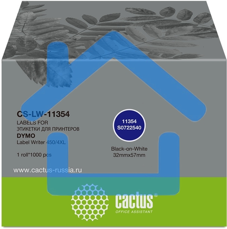 Этикетки Cactus CS-LW-11354 сег.:57x32мм черный белый 1000шт/рул Dymo Label Writer 450/4XL