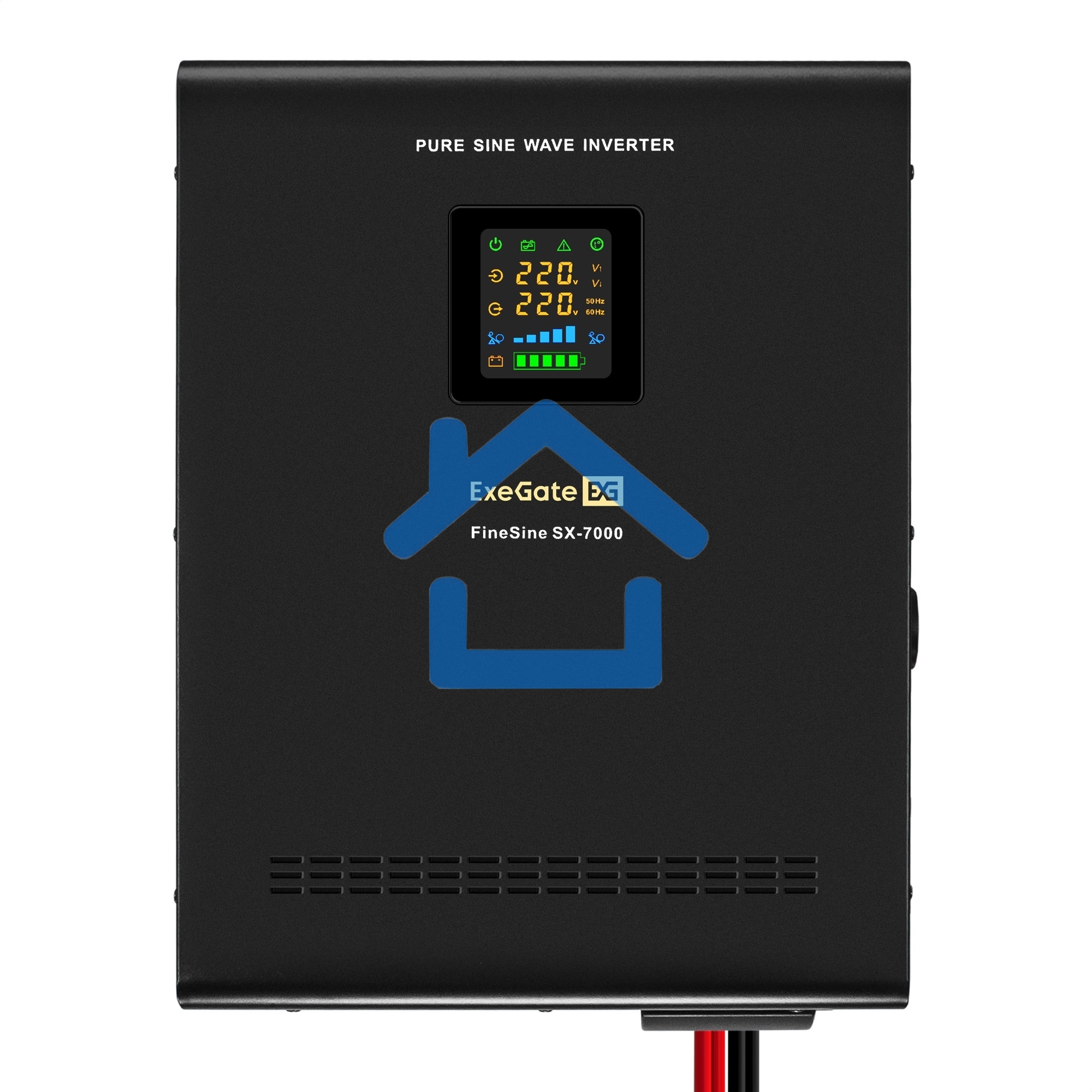 Комплект Источник бесперебойного питания EX296005RUS + батарея 40Aч EX282979RUS 4шт (инвертор, синус, для котла, настенный) ExeGate FineSine SX-7000.LCD.AVR.2SH.T <7000VA/5000W, чистая синусоида, цветной LCD-дисплей, AVR, 2*Schuko+клеммы, линейно-интеракт