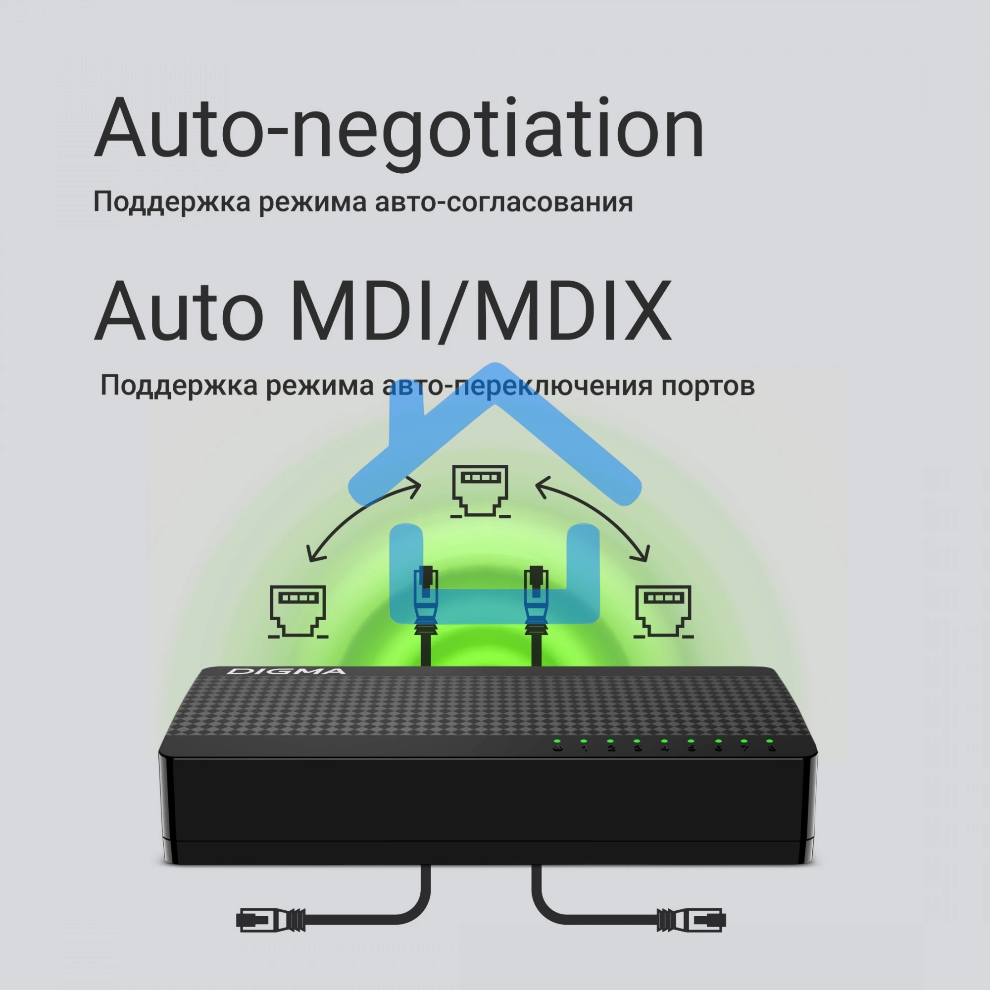 Коммутатор Digma DSW-108GE DSW-108GEV2 (L2) 8x1Гбит/с неуправляемый