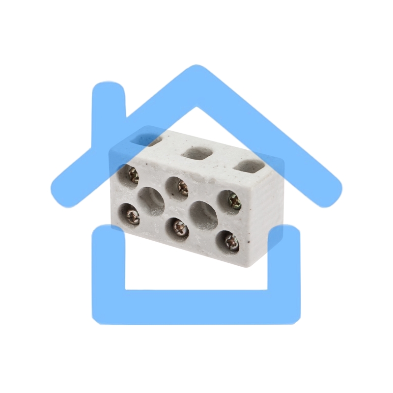 Клемма керамическая винтовая 4 мм² 3 пары контактов с крепежным отверстием (100 шт./уп.) Rexant