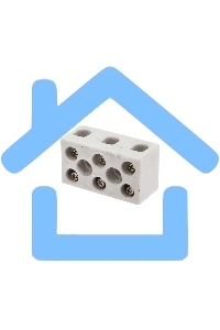 Клемма керамическая винтовая 4 мм² 3 пары контактов с крепежным отверстием (100 шт./уп.) Rexant