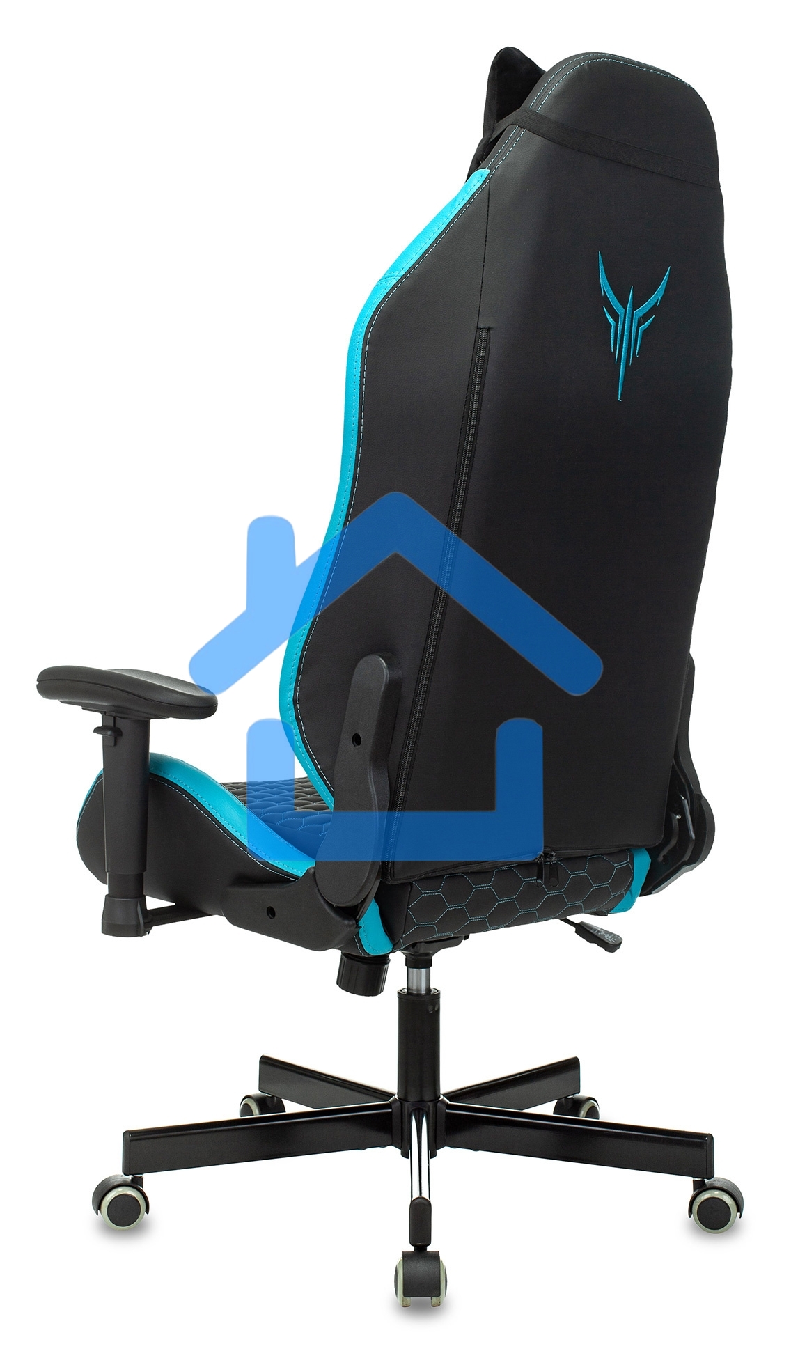 Кресло игровое Knight Neon черный/голубой соты эко.кожа с подголов. крестовина металл