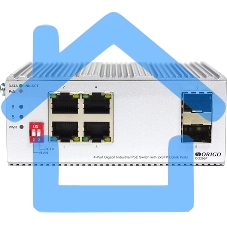 Коммутатор Unmanaged Industrial Switch 4x1000Base-T PoE, 2x1000Base-X SFP, PoE Budget 120W, Surge 4KV, -40 to 75°C