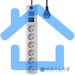 Сетевой фильтр Most HV6 5м (6 розеток) черный (коробка)