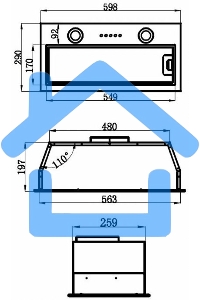 Вытяжка встраиваемая Maunfeld THAMES 601M нержавеющая сталь, 56 см, 520 куб. м/ч, 45 дБ
