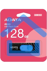 Флешка USB ADATA UV320 (AUV320-128G-RBKBL), 128 Gb, USB 3.2, R/W 100/30, черный/голубой