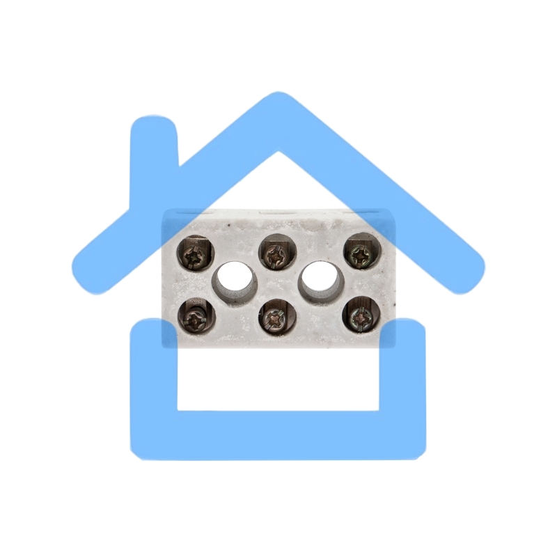 Клемма керамическая винтовая 4 мм² 3 пары контактов с крепежным отверстием (100 шт./уп.) Rexant