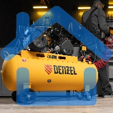 Компрессор воздушный рем. привод BCV2200/100, 2,2 кВт, 100 литров, 370 л/мин Denzel