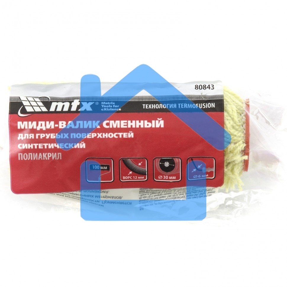 Миди-валик смен. для грубых поверхностей синтет, 100мм ворс 12мм D 30мм Dруч. 6мм полиакрил MTX