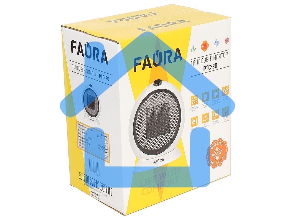 Тепловентилятор Neoclima PTC-20 FAURA черный керамический, 1500 Вт.