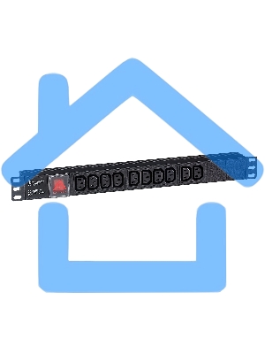 Блок розеток горизонтальный ExeGate ServerPro PDU-19H001 Al-10С13-C14-SW, 1U, Алюминий, 10 IEC 320 C13, С14, выкл. с подсветкой, черный