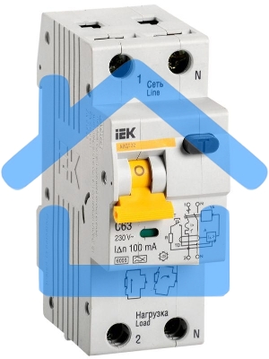 Выключатель автоматический дифференциального тока Iek MAD22-5-063-C-100 АВДТ 32 C63 100мА