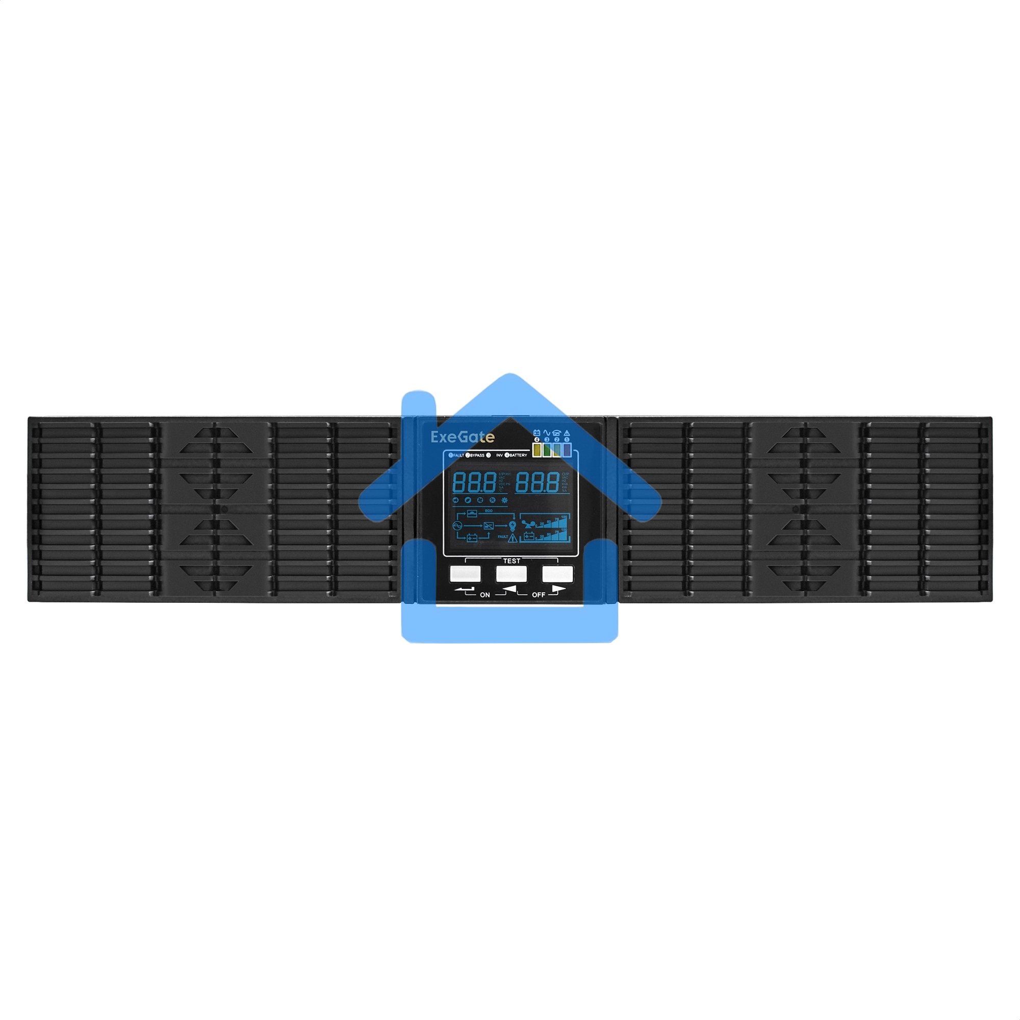 Источник бесперебойного питания On-line ExeGate PowerExpert ULS-3000.LCD.AVR.1SH.2C13.USB.RS232.SNMP.2U 3000VA/3000W, On-Line, PF=1, LCD, 1*Schuko+2*C13, RS232, USB, SNMP-slot, Rackmount 2U/Tower, металлический корпус, черный