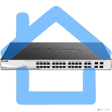 Настраиваемый L2 коммутатор D-Link DGS-1210-28MP/F4A с 24 портами 10/100/1000Base-T и 4 комбо-портами 100/1000Base-T/SFP (24 порта PoE 802.3af/at, PoE-бюджет 370 Вт)