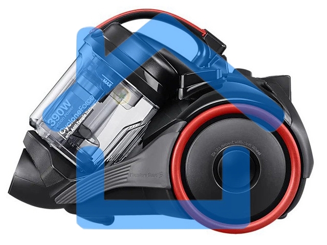 Пылесос Samsung VC15K4116VR/EV красный/черный, 390/1500 Вт, уборка сухая, пылесборник контейнер 1.3 л