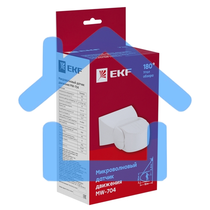 Датчик движения микроволновый MW-704 1200Вт 180гр. до 15м IP65 бел. PROxima EKF dd-mw-704