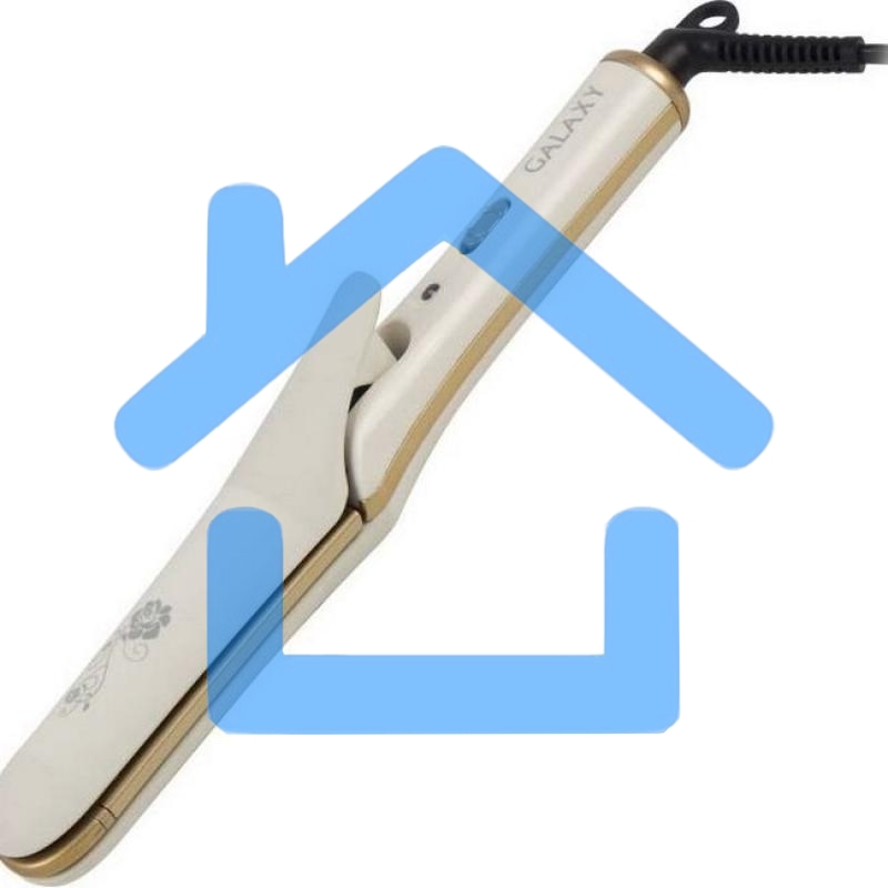 Щипцы для волос с насадкой гофре Galaxy GL 4502, бежевый, 40 Вт, макс. темп. 200°C, нагрев. элемент с защитой от перегр., керам. покрытие пластин, гладкие пластины для выпрям. волос и пласт. 