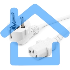 Кабель питания Gembird 1.8м, VDE(0.75мм), белый, с зазем., пакет PC-186W-VDE