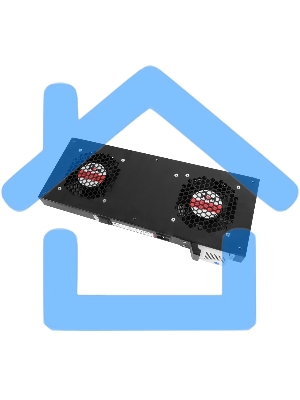 Модуль вентиляторный ЦМО, 2 вентилятора с терморегулятором, черный R-FAN-2T-9005