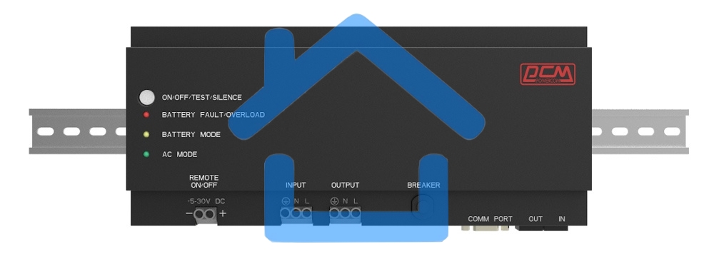 Источник бесперебойного питания Powercom DRU 850VA/510W, DIN Rail, 230V, RS-232, 2 year warranty (1114019)