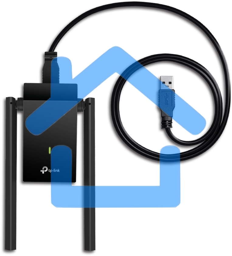 Адаптер TP-Link AC1300Mbps Dual-band High-Gain wireless USB adapter, 867Mbps at 5G and 400Mbps at 2.4G, two high gain antennas, USB 3.0, USB extension cable, support wave 2 MU-MIMO, full compatible with Windows and macOS.