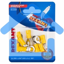 Наконечник кольцевой Rexant изолированный, ø6.5мм, 4-6мм², НКи 6.0-6 / НКи5,5-6 / RV5.5-6, желтый, в упак. 10 шт.