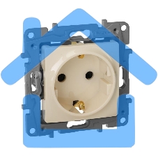 Розетка 2К+З, на винтах, защ. шт., сл. кость ETIKA 