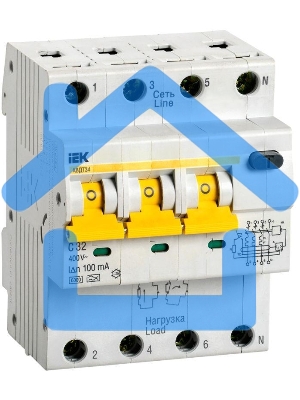 Выключатель автоматический дифференциального тока Iek MAD22-6-032-C-100 АВДТ 34 C32 100мА