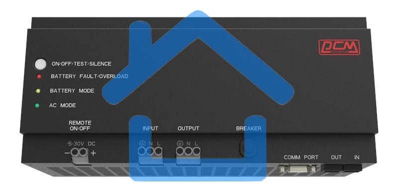 Источник бесперебойного питания Powercom DRU 850VA/510W, DIN Rail, 230V, RS-232, 2 year warranty (1114019)