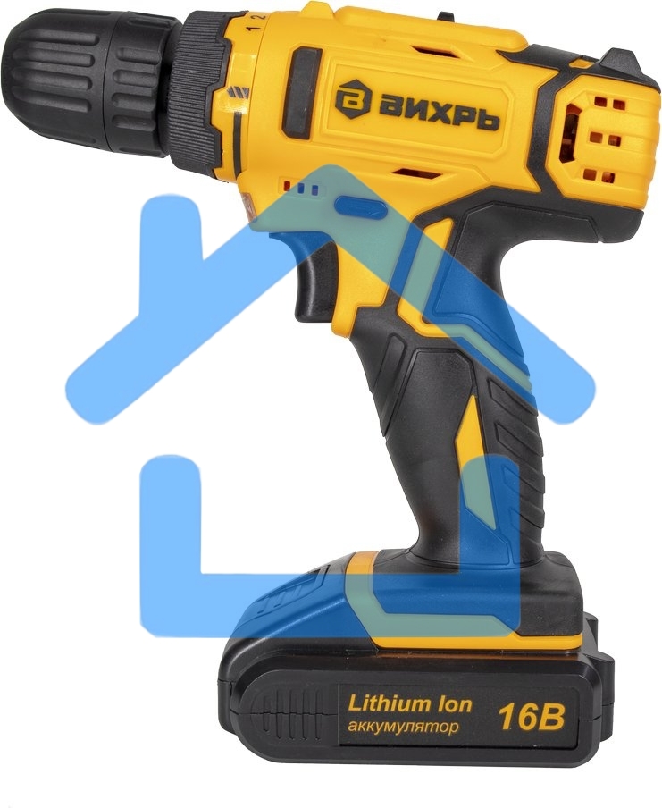 Дрель-шуруповерт Вихрь ДА-16Л-2К 72/14/32, Аккумуляторная, 16В, 2 АКБ, Кейс