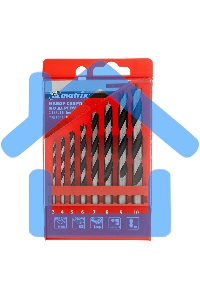 Набор сверл Matrix по дереву,3-4-5-6-7-8-9-10 мм 8шт цилиндр, хвостовик, пластиковый кейс