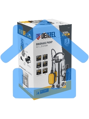Дренажный насос DPL800X, 800 Вт, подъем 7 м, 16500 л/ч Denzel